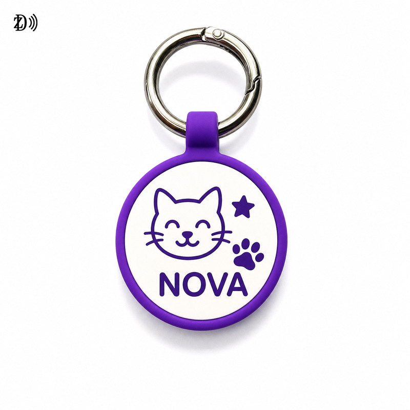 Round NFC Silicone Pet Key Tag – Smart Pet ID Tag with Metal Ring
