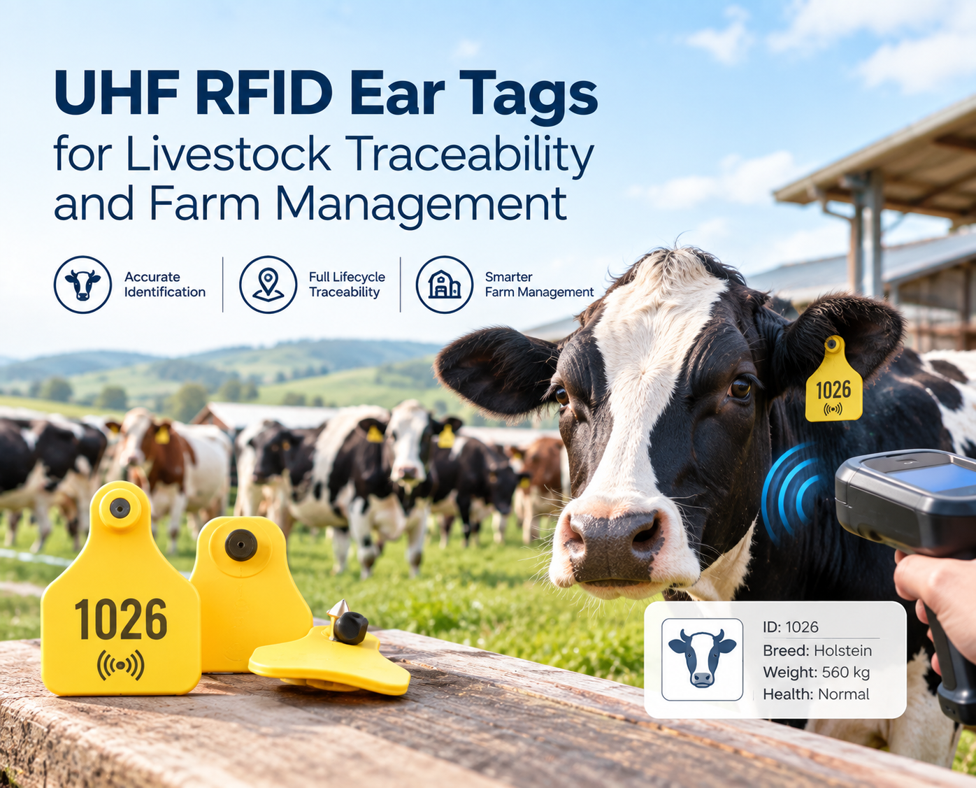 UHF RFID Ear Tags for Livestock Traceability and Farm Management