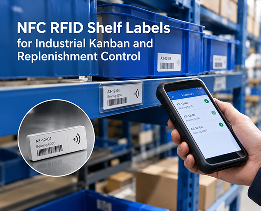 NFC RFID Shelf Labels in Warehouse NFC RFID Shelf Labels in Warehouse